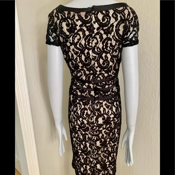 MSK Black Lace Dress Scoop Neck Little Black Dress LBD Party Size 10 - Picture 9 of 15
